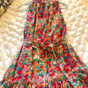 Sam Edelman mock neck halter cut floral chiffon dress Size 10